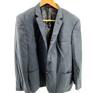 Linea Uomo Men's Blue Two Button‎ Blazer Jacket - Modern Style *flaws* 52R